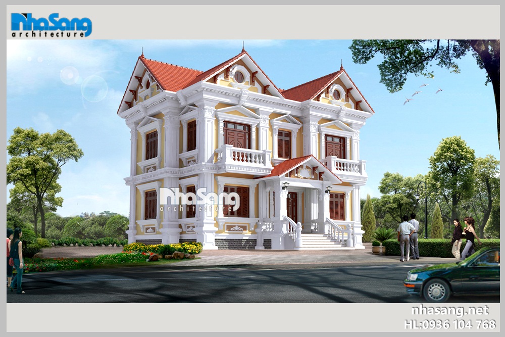 mẫu thiết kế nhà biệt thự vườn 2 tầng tân cổ điển đẹp